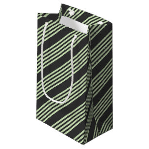 Sacola Para Presentes Pequena Verde pálido e carvão de cinco faixas