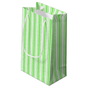 Sacola Para Presentes Pequena Verdes limões e faixas brancas de doces