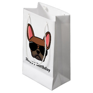Sacola Para Presentes Pequena Vermelho Bonito Fawn Buldogue Francês Face Pequen