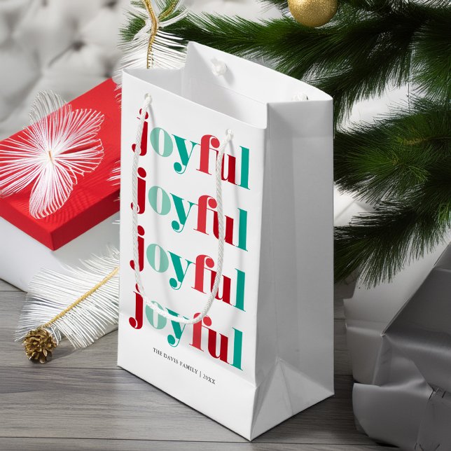 Sacola Para Presentes Pequena Vermelho Natal e Verde "Joyful" (Criador carregado)