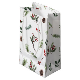 Sacola Para Presentes Pequena Vermelho Quente Simples de inverno Aquarela Natal