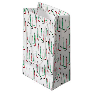 Sacola Para Presentes Pequena Vestidos de Hóquei Vermelho e Verde no Natal