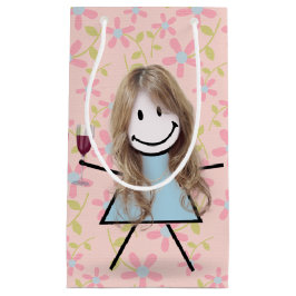 Sacola Para Presentes Pequena Vestir Garota Com Vinho Vermelho