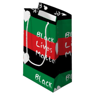 Sacola Para Presentes Pequena Vidas Negras Importam Coração Branco da Bandeira