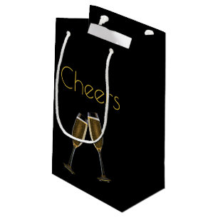 Sacola Para Presentes Pequena Vidros de Champagne que Clinking