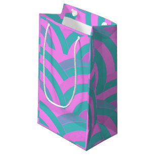 Sacola Para Presentes Pequena vigas cor-de-rosa/verdes modernas chiques