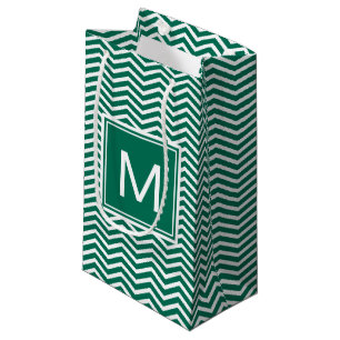 Sacola Para Presentes Pequena Vigas verdes luxúrias modernas com monograma