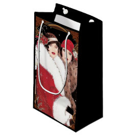 Sacola Para Presentes Pequena Vintage Art Deco Mulheres Férias de Natal Mulheres