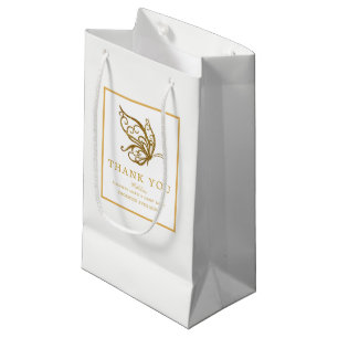 Sacola Para Presentes Pequena Vintage Dourado Casamento com Borboleta da Literat