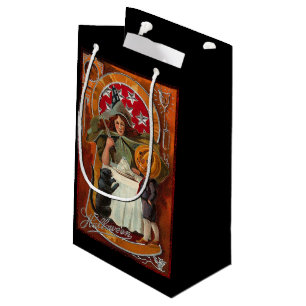 Sacola Para Presentes Pequena Vintage Halloween Witch Casting Spell com Wand