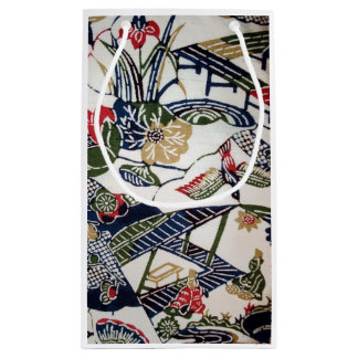 Sacola Para Presentes Pequena Vintage Japonês Kimono Textile (Bingata)