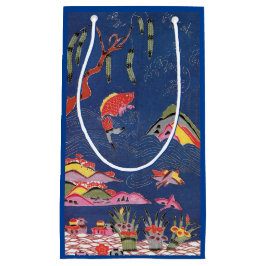 Sacola Para Presentes Pequena Vintage Japonês Kimono Textile (Bingata)