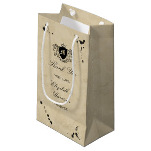 Sacola Para Presentes Pequena Vintage Monogramas & Tinta - Favor De Casamento