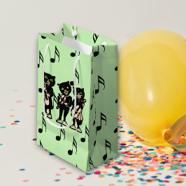 Sacola Para Presentes Pequena Vintage Musical Black Cats