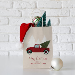 Sacola Para Presentes Pequena Vintage Red Truck Natal