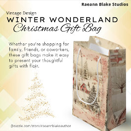 Sacola Para Presentes Pequena Vintage Winter Wonderland Natal Gift Bag