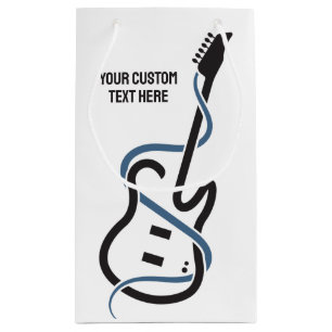Sacola Para Presentes Pequena Violão Estilizado de Texto Personalizado