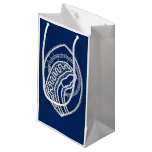 Sacola Para Presentes Pequena Virgem Abençoada Maria, renda branca, azul marinho