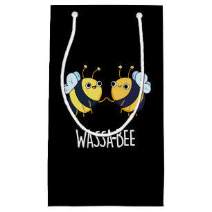 Sacola Para Presentes Pequena Wassabee Funny Wasabi Bee Pun Dark BG