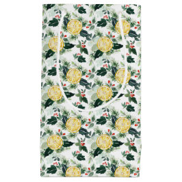 Sacola Para Presentes Pequena Watercolor Lemon e Holly Patterno Natal