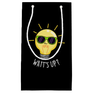 Sacola Para Presentes Pequena Watts Up Funny Light Bulb Pun Dark BG