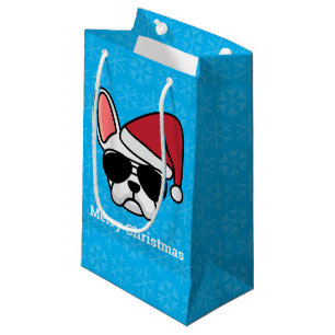 Sacola Para Presentes Pequena White Buldogue White de Natal - Pequeno Saco Prese