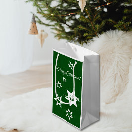 Sacola Para Presentes Pequena White Stars Lawn Care Logotipo Feliz Natal