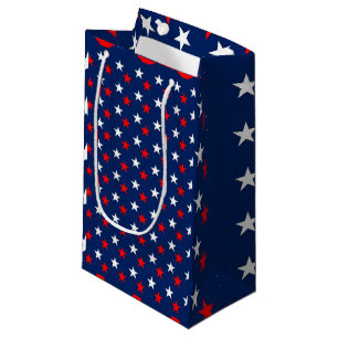 Sacola Para Presentes Pequena White Vermelho e Estrelas Azuis