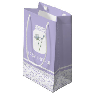 Sacola Para Presentes Pequena Wild Flower Mason Jar e Lace Chá de fraldas