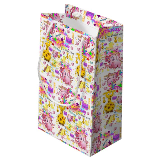 Sacola Para Presentes Pequena Wild One First Birthday Gift Bag (Verso inclinado)