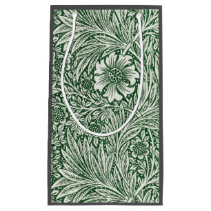 Sacola Para Presentes Pequena william morris marigold flor verde floral