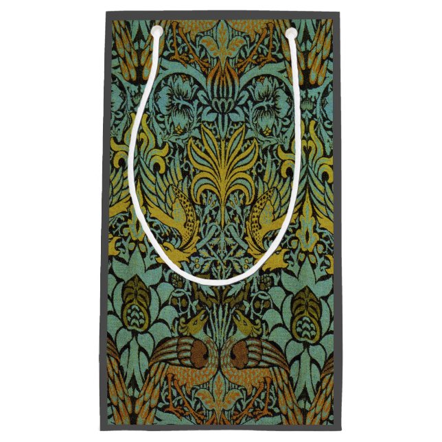 Sacola Para Presentes Pequena William Morris Peacock Dragon Wallpaper (Frente)