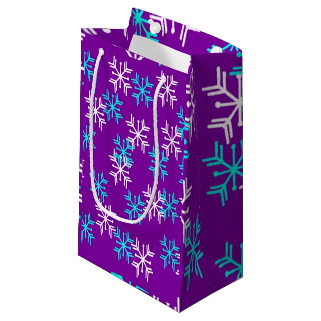 Sacola Para Presentes Pequena Wintry Snowflakes (Frente inclinada)