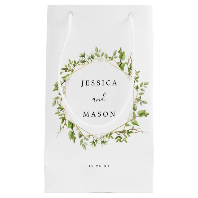 Sacola Para Presentes Pequena Woodland Greenery Hotel Casamento Gift Bag (Frente)