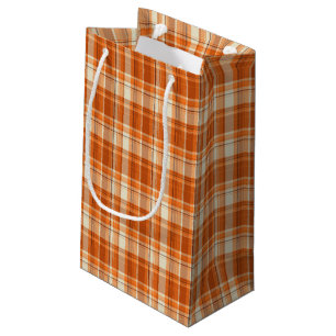 Sacola Para Presentes Pequena Xadrez alaranjada