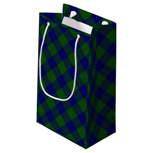 Sacola Para Presentes Pequena Xadrez azul-tartan-de-clã-barro (Verso inclinado)