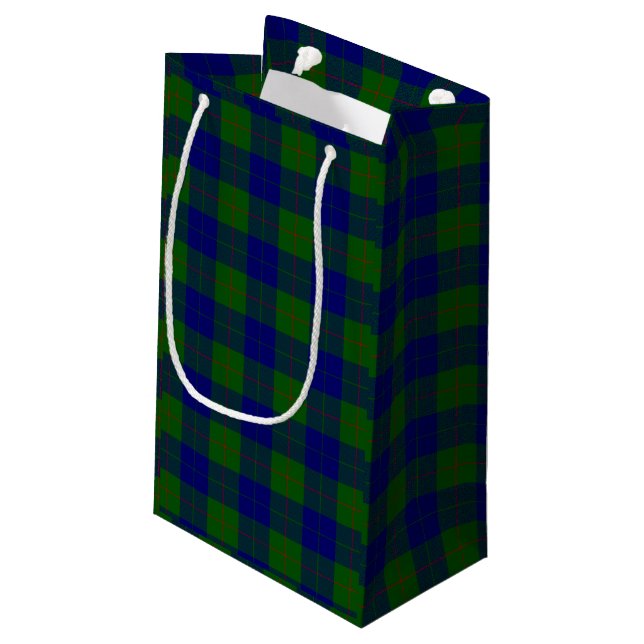 Sacola Para Presentes Pequena Xadrez azul-tartan-de-clã-barro (Verso inclinado)