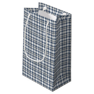 Sacola Para Presentes Pequena Xadrez branca azul 1