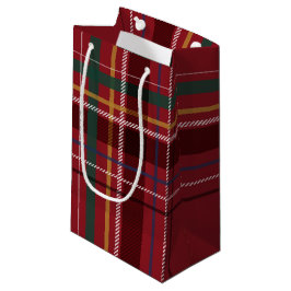 Sacola Para Presentes Pequena Xadrez de Natal Vermelho, feriado clássico