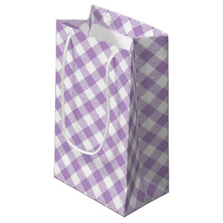 SACOLA PARA PRESENTES PEQUENA XADREZ PÁSCOA ROXO E BRANCO