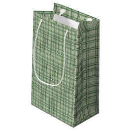 Sacola Para Presentes Pequena Xadrez verde da floresta