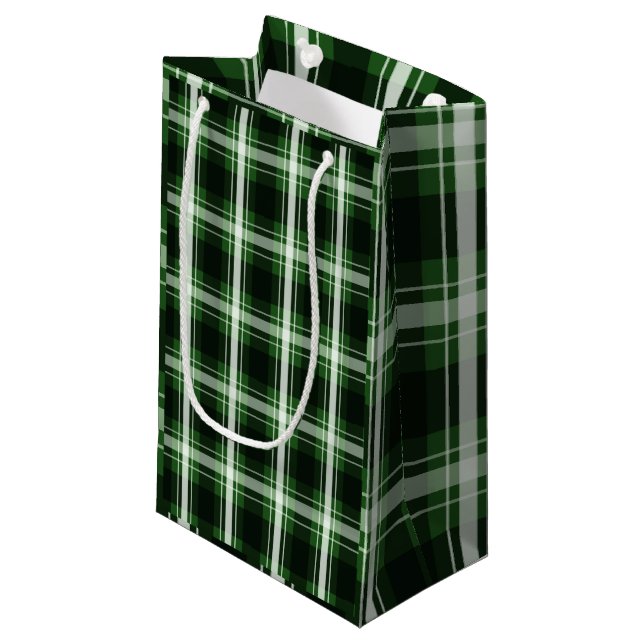 Sacola Para Presentes Pequena Xadrez Verde Escuro (Frente inclinada)