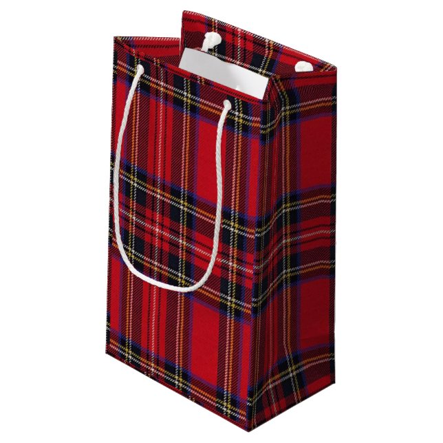 Sacola Para Presentes Pequena Xadrez vermelha de Stewart tartan (Verso inclinado)