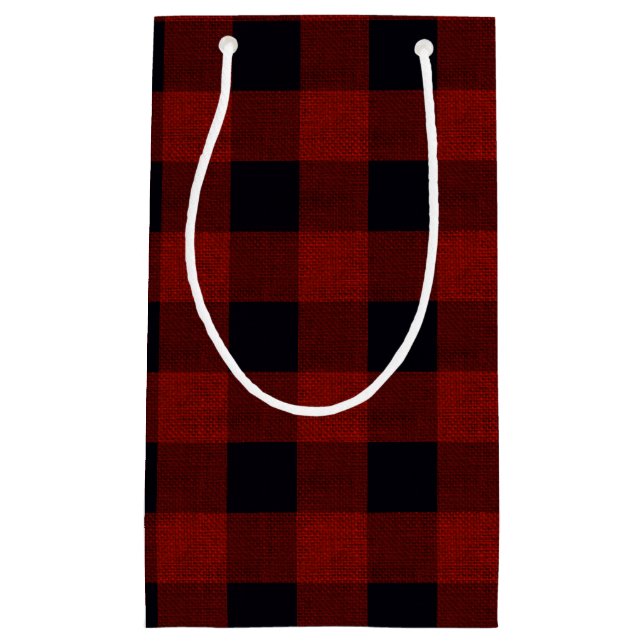 Sacola Para Presentes Pequena Xadrez Vermelho (Frente)