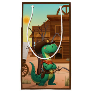 Sacola Para Presentes Pequena Xerife/vaqueiro de dinossauro bonito