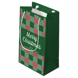 Sacola Para Presentes Pequena Xmas Plaid Verde Rústico Feliz Natal 