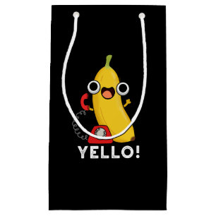 Sacola Para Presentes Pequena Yello Funny Fruta Amarelo Banana Pun Dark BG