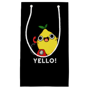Sacola Para Presentes Pequena Yello Funny Yellow Lemon Pun Dark BG