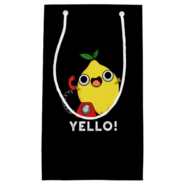 Sacola Para Presentes Pequena Yello Funny Yellow Lemon Pun Dark BG (Frente)