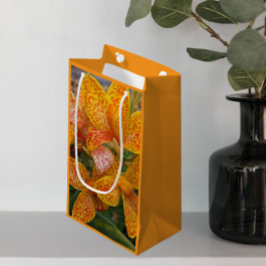 Sacola Para Presentes Pequena Yellow Canna Lily with Red Speckles Floral